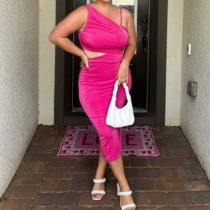 Pink midi cut out dress